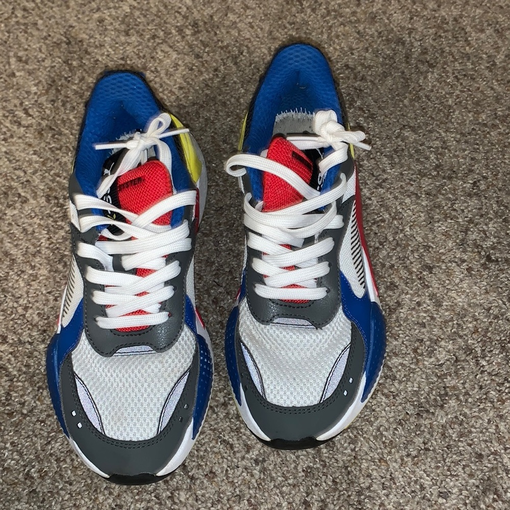 Puma white/gray/blue/bright yellow/black men’s 7